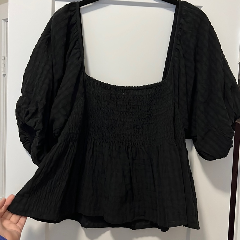 By Together Black Cropped Peplum - Black - Size L